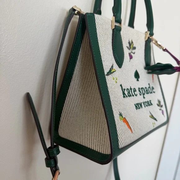 KATE SPADE Ellie Harvest Embroidered Small Tote & 3d Beet Vegetable Keychain - Picture 3 of 9